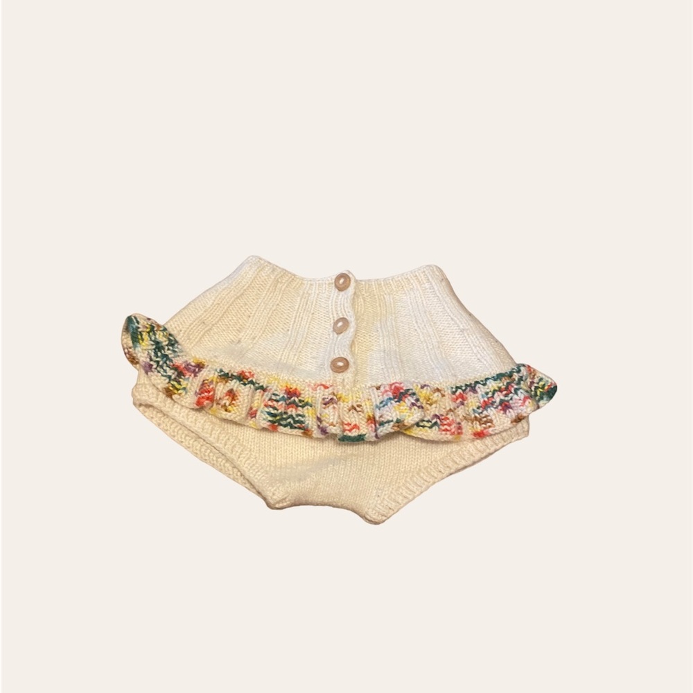 Kalinka Kids Rainbow Ruffle Knit Merino Bloomer
